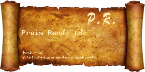Preis Renátó névjegykártya
